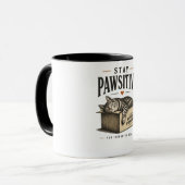 Mug Illustration de chat mignon restez positif (Devant gauche)