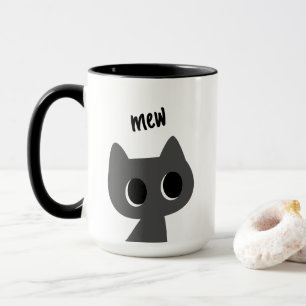 Mug Illustration de chat noir mignon Mew minimaliste
