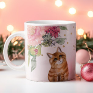 Mug Illustration de chat orange personnalisable