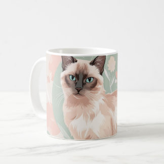 Mug Illustration de chat Pastel élégant avec broche à