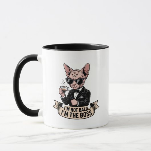 Mug Illustration de chat Sphynx café patron (Gauche)