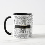 Mug Illustration de chats noirs et blancs Nom (Gauche)