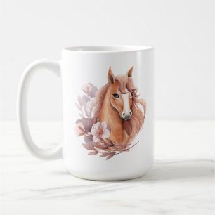 Mug Illustration de cheval floral