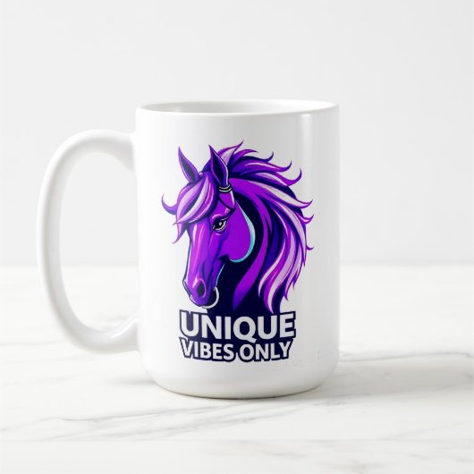 Mug Illustration de cheval violet vibrant (Gauche)