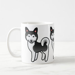 Mug Illustration de chien Alaskan Malamute noir et bla