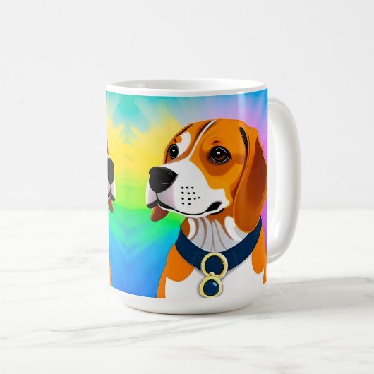 Mug 🐶 Illustration de chien Beagle de dessin animé 🐶 (Devant droit)