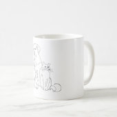 Mug Illustration de chien et de chat en ligne tracée à (Devant droit)
