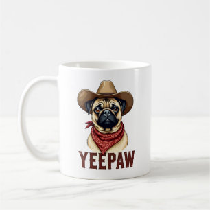 Mug Illustration de chien western YeePaw Pug cowboy vi
