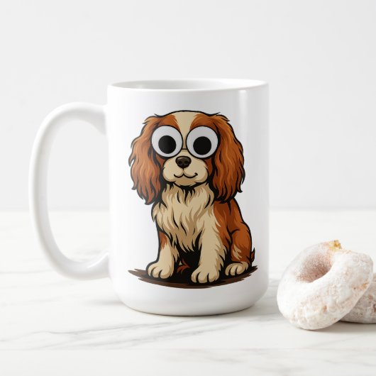 Mug Illustration de chiot aux yeux globuleux mignons (Avec donut)