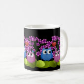 Mug Illustration de Chouette rose et bleue Inséparable (Devant droit)