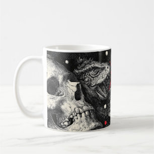 Mug Illustration de crâne et de dés de Dark Fantasy