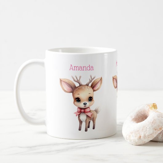 Mug Illustration de dessin animé de cerfs de bébés mig (Avec donut)