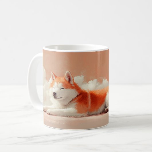 Mug Illustration de dessin animé de chien Akita mignon (Devant gauche)