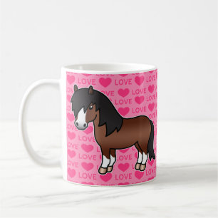Mug Illustration de dessin animé de poney Shetland bru