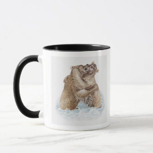 Mug Illustration de deux ours Brown combattant dans