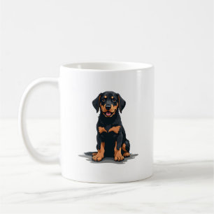 Mug Illustration de dos de chien noir et feu vintage P