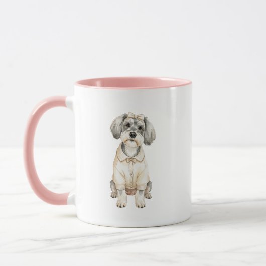Mug Illustration de Fille de Mini Schnauzer Chien (Gauche)