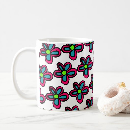 Mug illustration de fleurs (Avec donut)