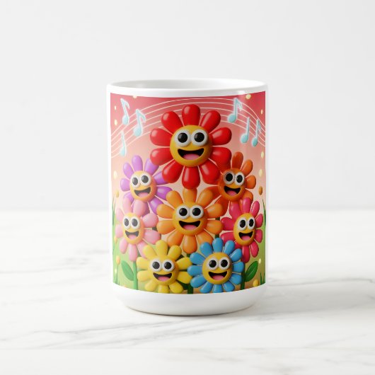 Mug Illustration de fleurs chantant avec des notes de (Centre)