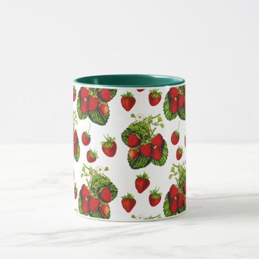 Mug Illustration de fraise botanique Imprimer sur blan (Centre)