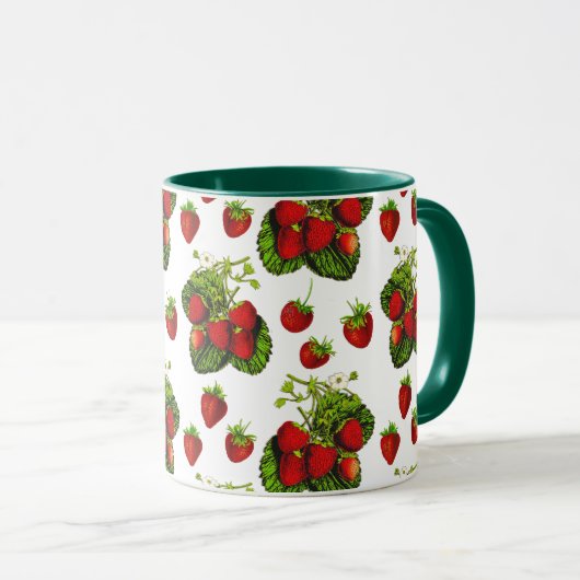 Mug Illustration de fraise botanique Imprimer sur blan (Devant droit)