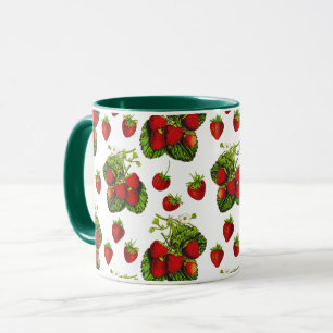 Mug Illustration de fraise botanique Imprimer sur blan