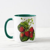Mug Illustration de fraise botanique Imprimer sur blan (Gauche)