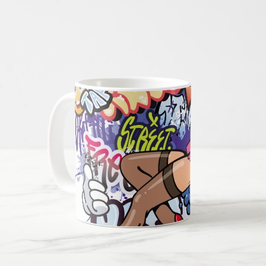 Mug Illustration de graffiti avec lettres de graffitis (Devant gauche)