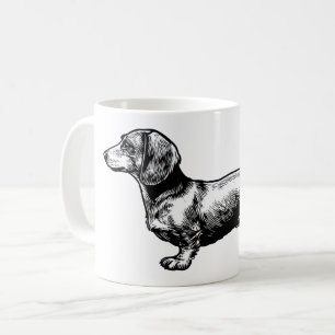 Mug Illustration de gravure vintage de teckel