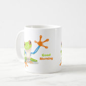 Mug Illustration de grenouille à yeux rouges agitant (Devant gauche)