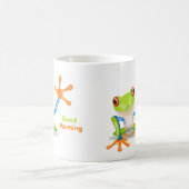 Mug Illustration de grenouille à yeux rouges agitant (Centre)