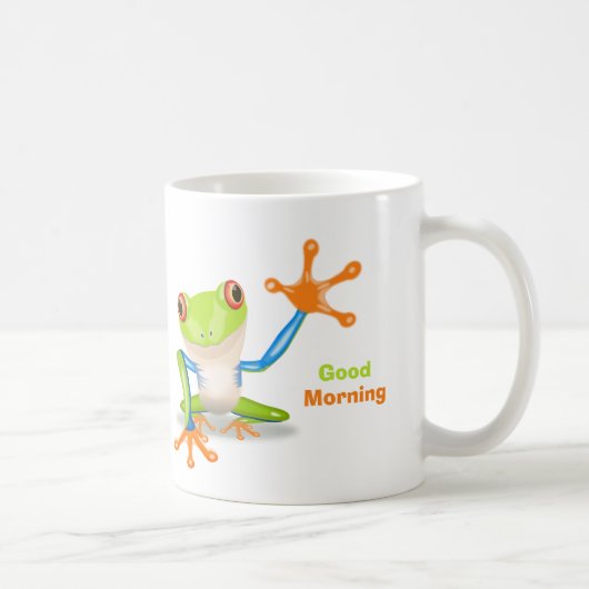 Mug Illustration de grenouille à yeux rouges agitant (Droite)