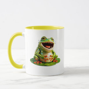 Mug Illustration de grenouille drôle qui rit verte