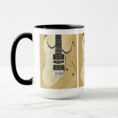 Mug Illustration de guitare en bois clair-Monogramme (Gauche)