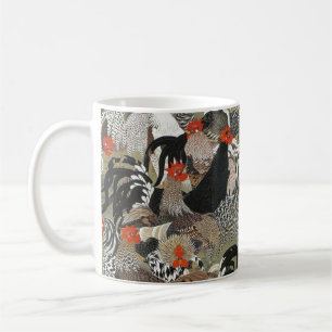 Mug Illustration de Hen Roosters par Ito Jakuchu