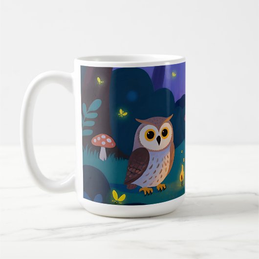 Mug Illustration de Hiboux de la Forêt Nocturne (Gauche)