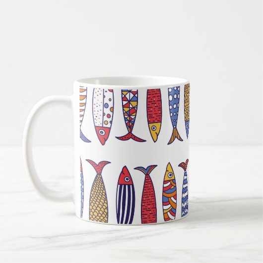 Mug Illustration de jolis poissons : fond sans couture (Gauche)