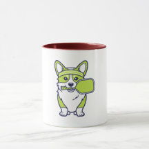 Illustration de joueur de pickleball Corgi mignon 