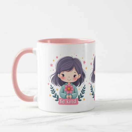 Mug Illustration de Kawaii "Be Kind" - Art Intéressant (Gauche)