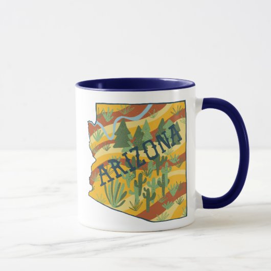 Mug Illustration de la carte d'état de l'Arizona (Droite)