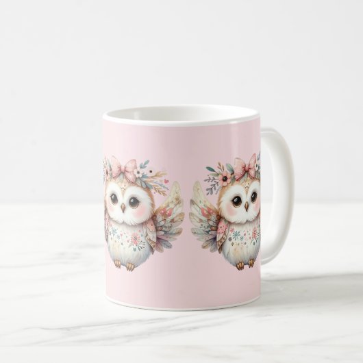 Mug Illustration de la chouette de kawaii Boho (Devant droit)