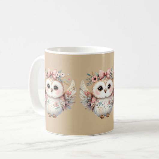 Mug Illustration de la chouette de kawaii Boho (Devant gauche)