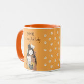 Mug Illustration de la dame du chat fou mignonne avec  (Devant gauche)