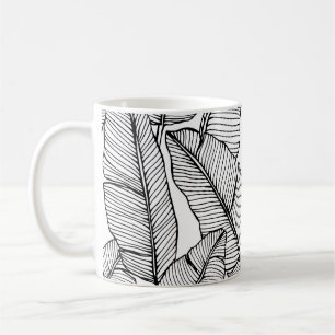Mug Illustration de la feuille de bananier noir blanc