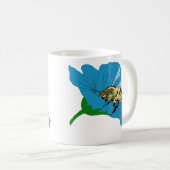Mug Illustration de la fleur bleue des abeilles (Devant droit)