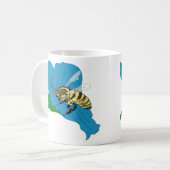 Mug Illustration de la fleur bleue des abeilles (Devant gauche)