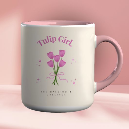 Mug Illustration de la fleur de tulipe rose aquarelle