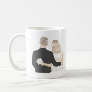Mug Illustration de la mariée et de la pièce de caf