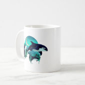 Mug Illustration de la nature bleue du Cool des balein (Devant gauche)