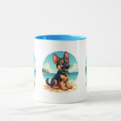 Mug Illustration de la plage du Chiot-Puppy en berger (Centre)
